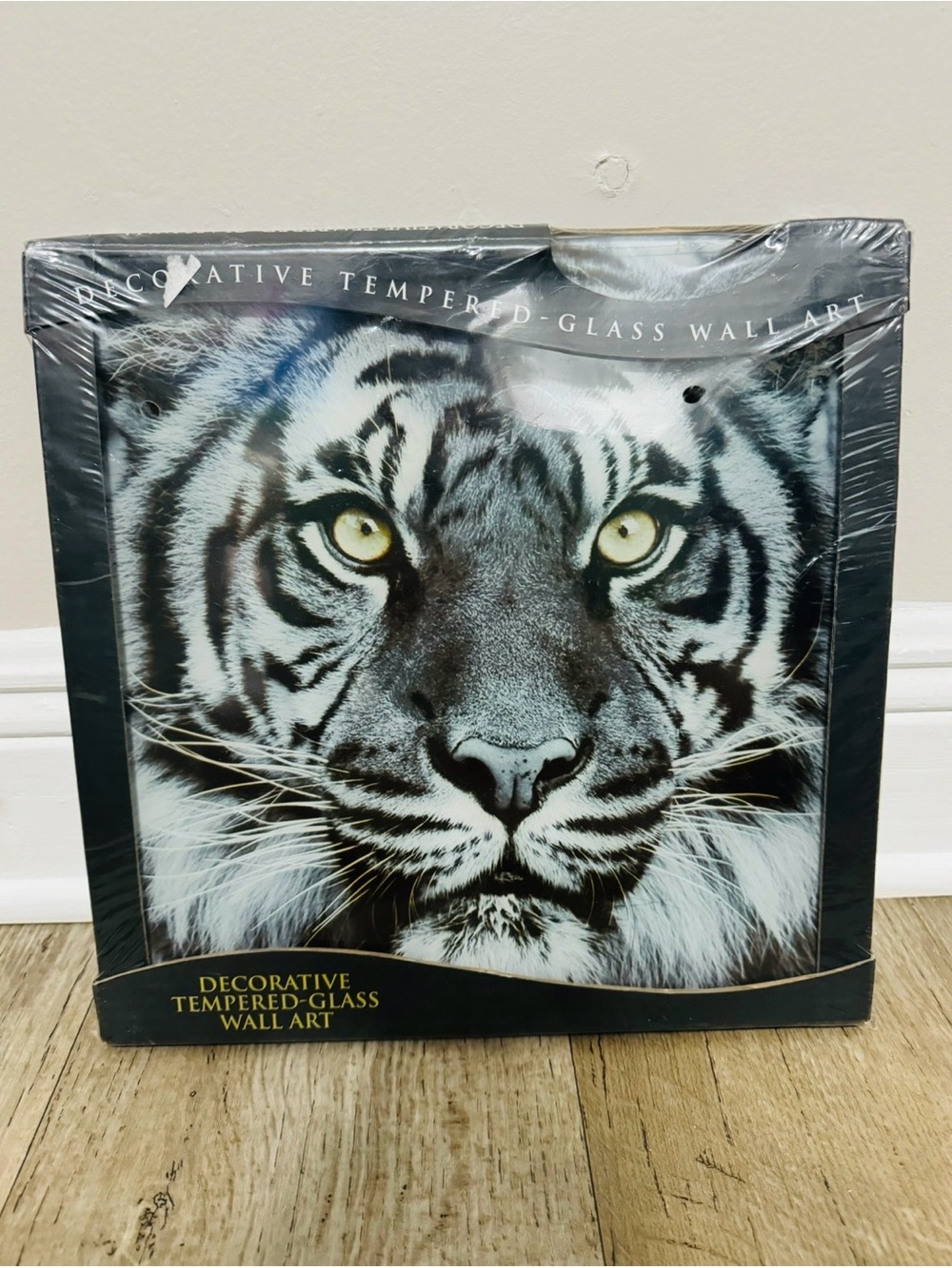 White Tiger Tempered Glass Wall Art 12 x 12